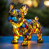 Francia Bulldog - Ólomüveg Lámpa